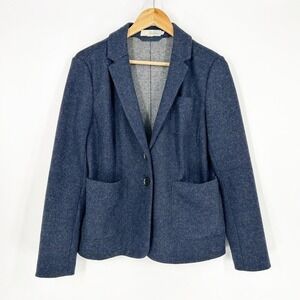 Boden Wool Navy Blazer US 10 Collared Pockets Blue Two Button Closure